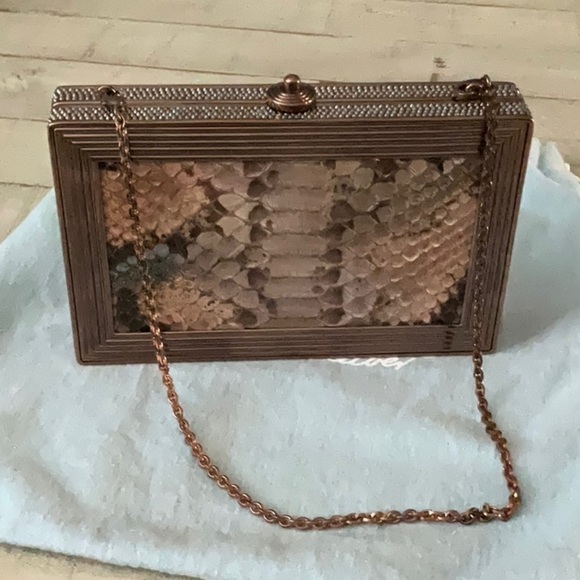 Judith Leiber Stunning Python and Metallic Leather Clutch/Handbag - Picture 5 of 16